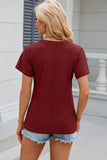 Eyelet Surplice Short Sleeve T-Shirt - Trendsi