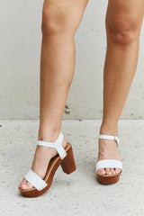 DDK Time After Time Wooden Platform Strap Heels - Trendsi - Flyclothing LLC