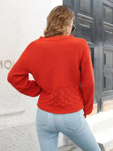 V-Neck Long Sleeve Sweater - Trendsi - Flyclothing LLC