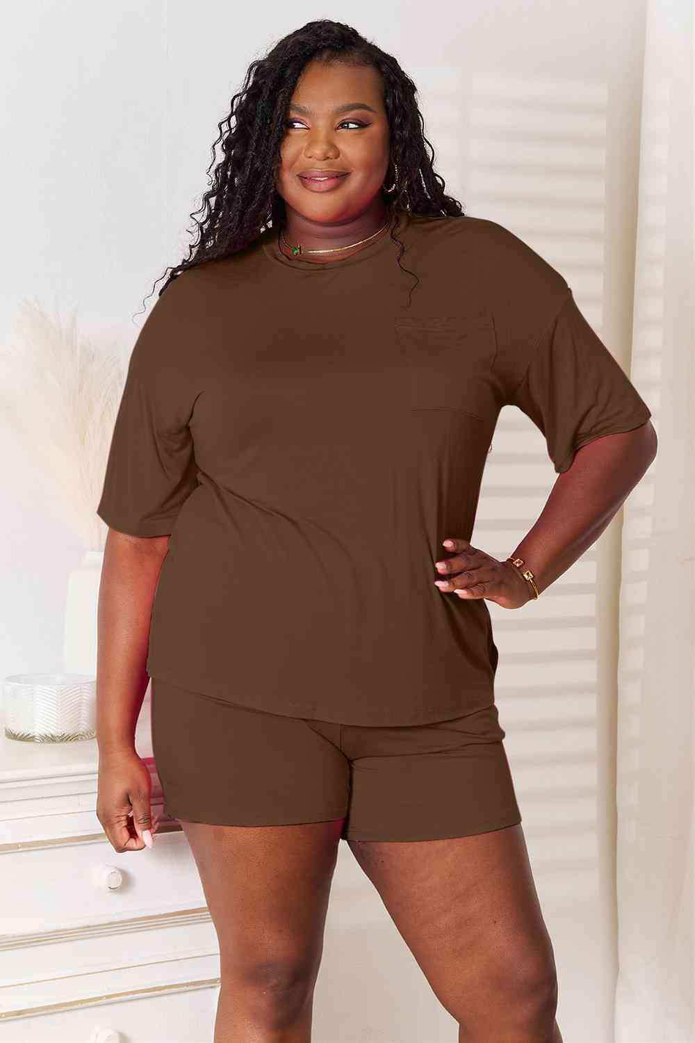 Basic Bae Full Size Soft Rayon Half Sleeve Top and Shorts Set - Trendsi - Flyclothing LLC