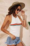 Rainbow Stripe Halter Neck Knit Tank - Trendsi - Flyclothing LLC