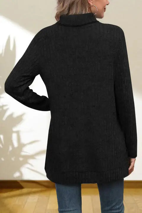 Turtleneck High Low Top - Trendsi - Flyclothing LLC