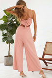 Cutout Spaghetti Strap Tie Back Wide Leg Jumpsuit - Trendsi - Flyclothing LLC