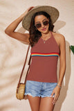 Rainbow Stripe Halter Neck Knit Tank - Trendsi - Flyclothing LLC