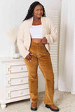 Double Take Open Front Long Sleeve Cardigan - Trendsi