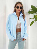 Turtleneck Zip Up Long Sleeve Knit Top - Trendsi - Flyclothing LLC
