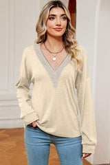 V-Neck Dropped Shoulder T-Shirt - Trendsi - Flyclothing LLC
