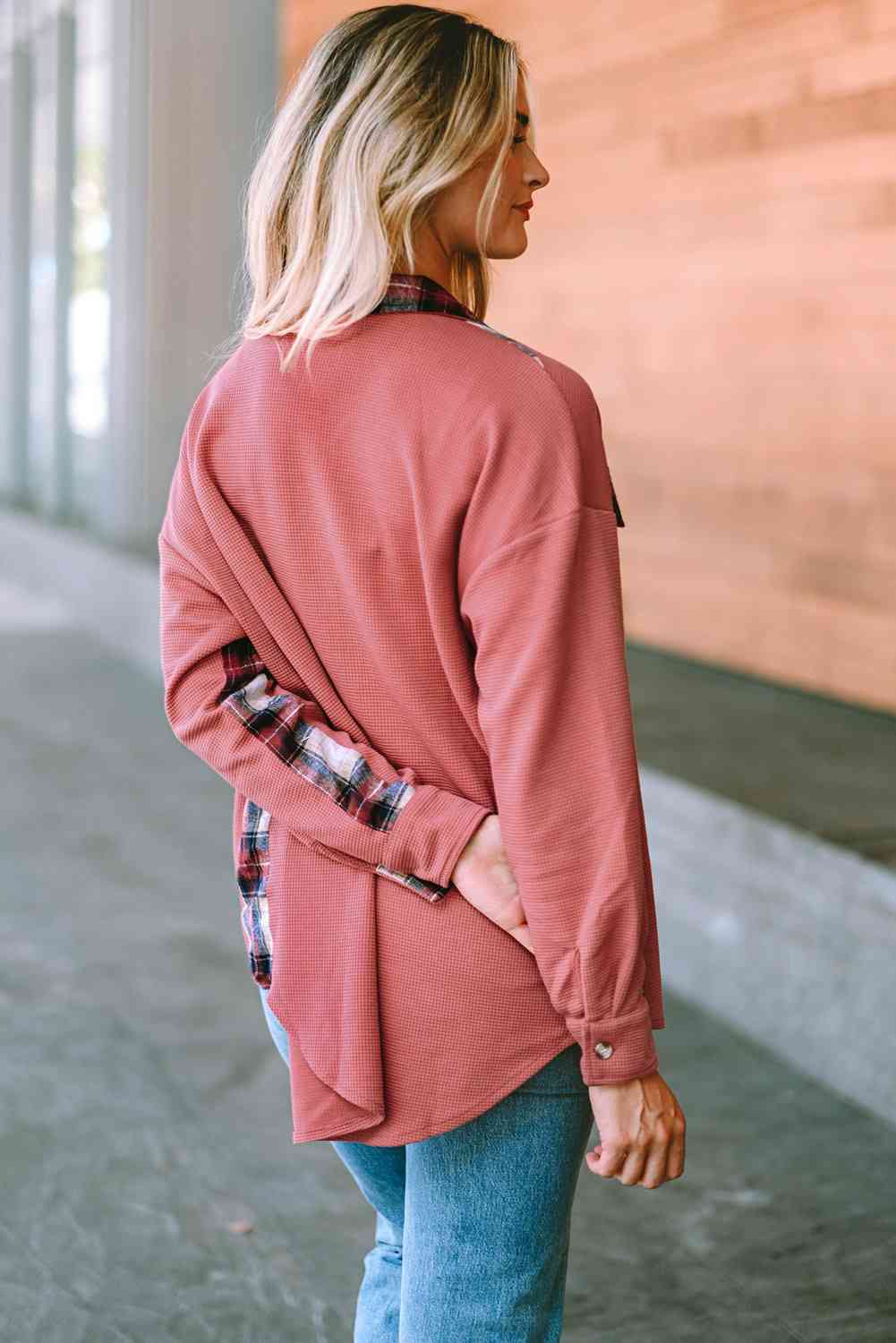 Plaid Button Down Collared Jacket - Trendsi - Flyclothing LLC