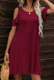 Floral Round Neck Cold-Shoulder Dress - Trendsi - Flyclothing LLC