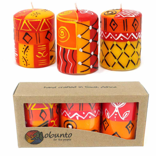 Set of Three Boxed Hand-Painted Candles - Zahabu Design - Nobunto - Flyclothing LLC