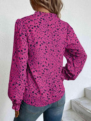 Notched Neck Flounce Sleeve Blouse - Trendsi