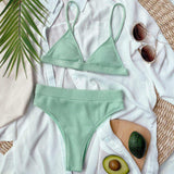 Spaghetti Strap Ribbed Bikini Set - Trendsi - Flyclothing LLC