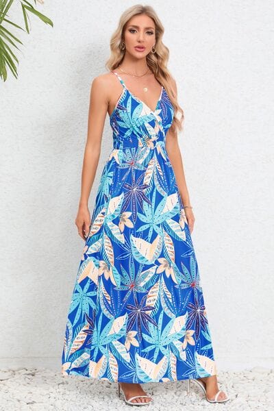 Printed Surplice Maxi Cami Dress - Trendsi