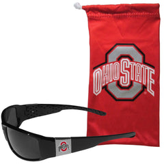 Ohio St. Buckeyes Chrome Wrap Sunglasses and Bag - Flyclothing LLC