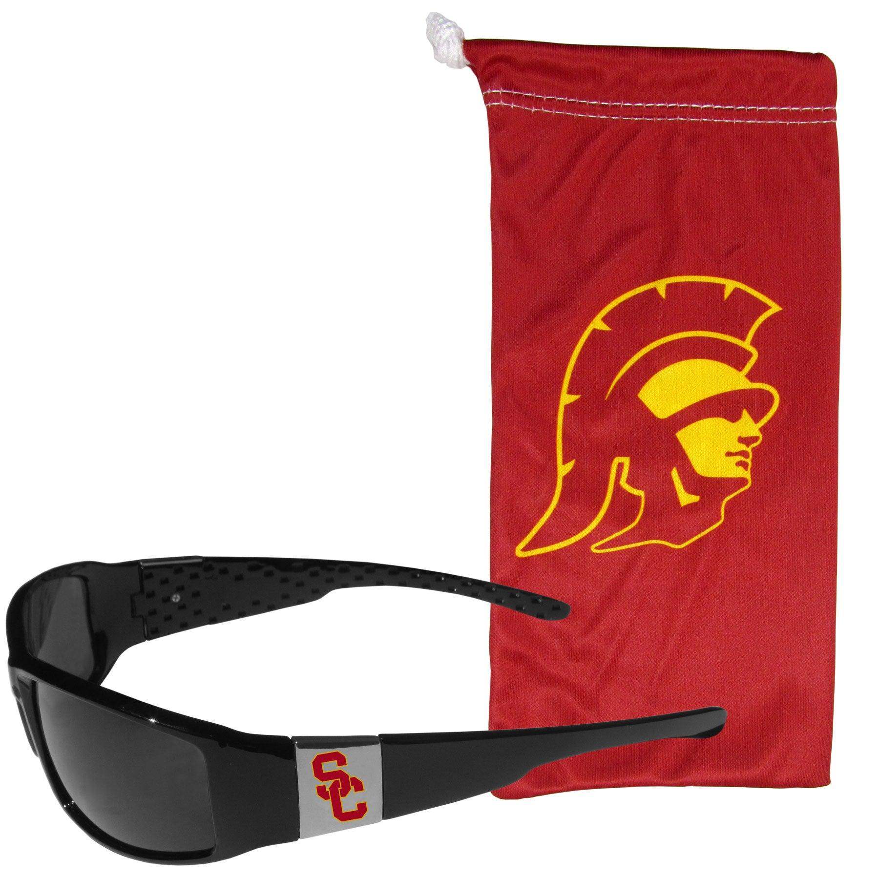 USC Trojans Chrome Wrap Sunglasses and Bag - Siskiyou Buckle - Flyclothing LLC