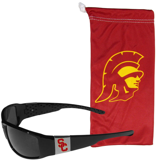 USC Trojans Chrome Wrap Sunglasses and Bag - Flyclothing LLC