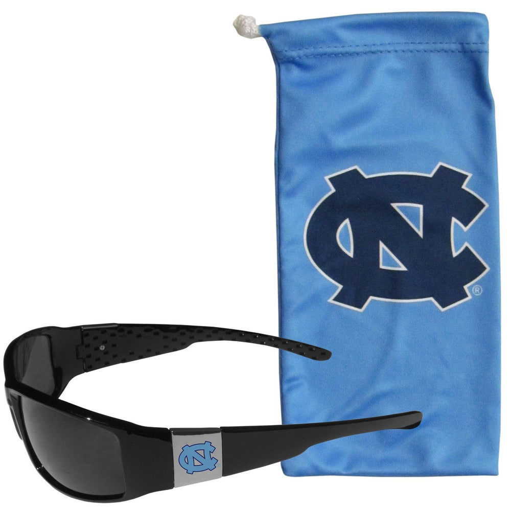 N. Carolina Tar Heels Chrome Wrap Sunglasses and Bag - Siskiyou Buckle