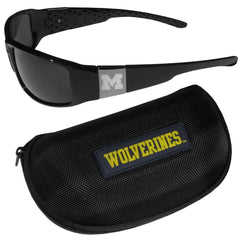 Michigan Wolverines Chrome Wrap Sunglasses and Zippered Carrying Case - Flyclothing LLC