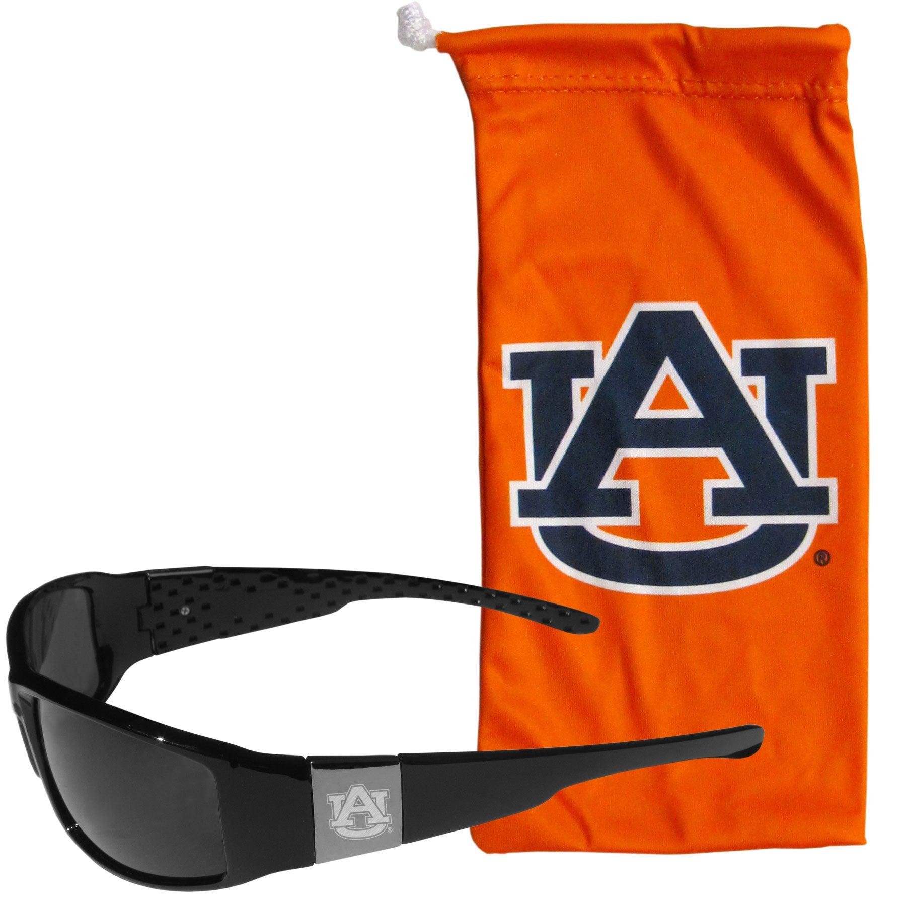 Auburn Tigers Etched Chrome Wrap Sunglasses and Bag - Flyclothing LLC