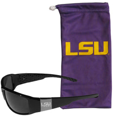 LSU Tigers Etched Chrome Wrap Sunglasses and Bag - Flyclothing LLC