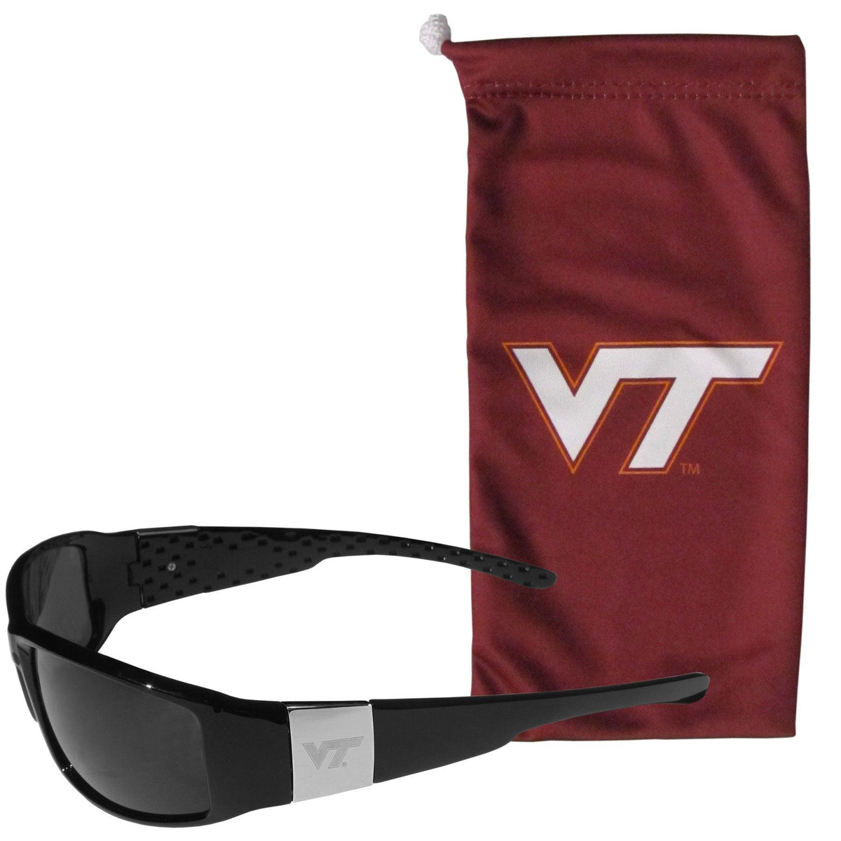 Virginia Tech Hokies Etched Chrome Wrap Sunglasses and Bag - Flyclothing LLC