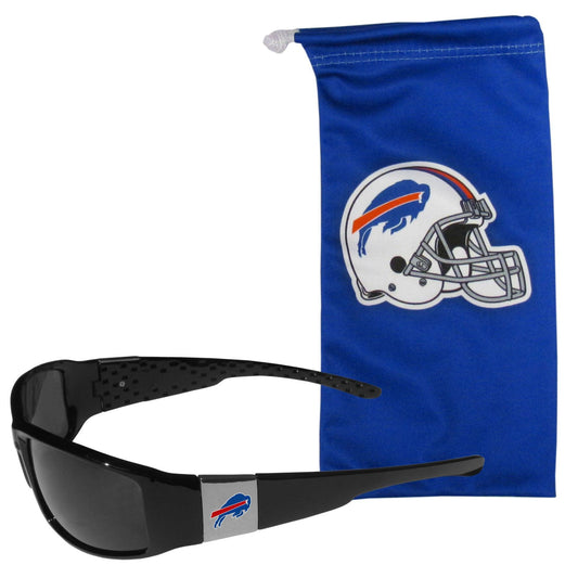Buffalo Bills Chrome Wrap Sunglasses and Bag - Flyclothing LLC