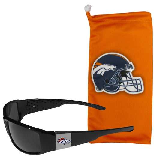 Denver Broncos Chrome Wrap Sunglasses and Bag - Flyclothing LLC