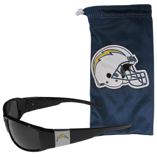 Los Angeles Chargers Chrome Wrap Sunglasses and Bag - Siskiyou Buckle