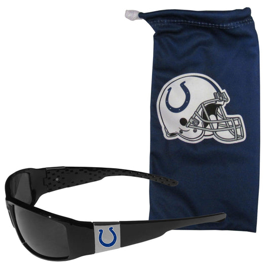 Indianapolis Colts Chrome Wrap Sunglasses and Bag - Siskiyou Buckle