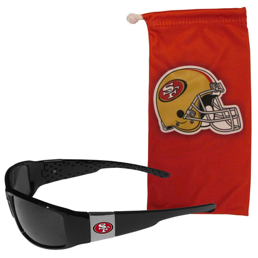 San Francisco 49ers Chrome Wrap Sunglasses and Bag - Flyclothing LLC