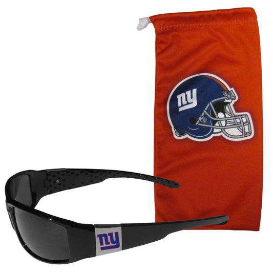 New York Giants Chrome Wrap Sunglasses and Bag - Flyclothing LLC