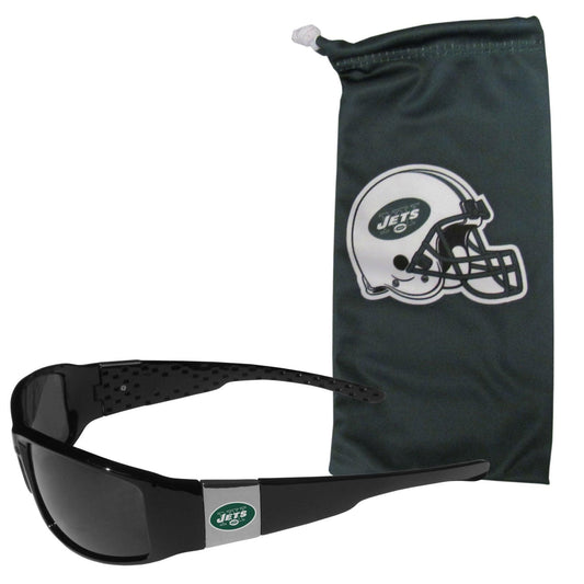 New York Jets Chrome Wrap Sunglasses and Bag - Flyclothing LLC