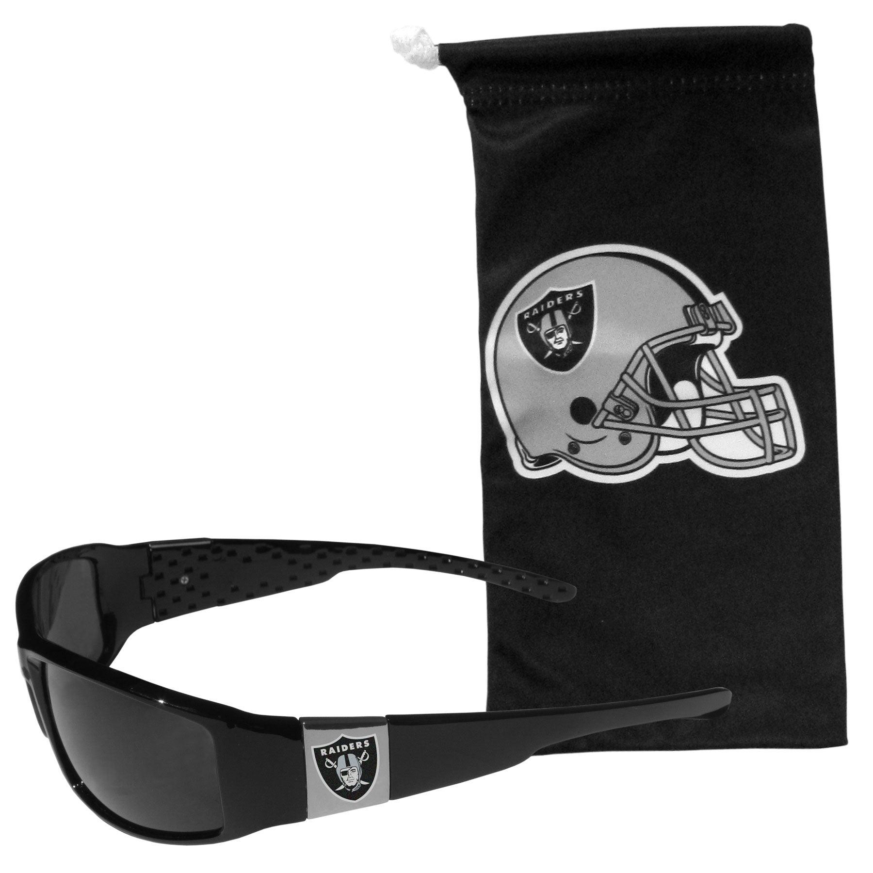 Las Vegas Raiders Chrome Wrap Sunglasses and Bag - Flyclothing LLC
