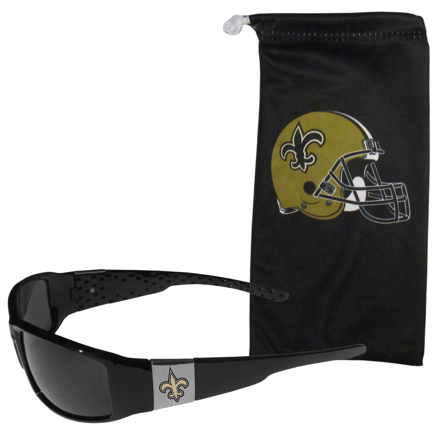 New Orleans Saints Chrome Wrap Sunglasses and Bag - Flyclothing LLC