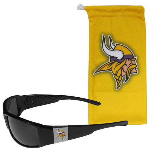 Minnesota Vikings Chrome Wrap Sunglasses and Bag - Flyclothing LLC