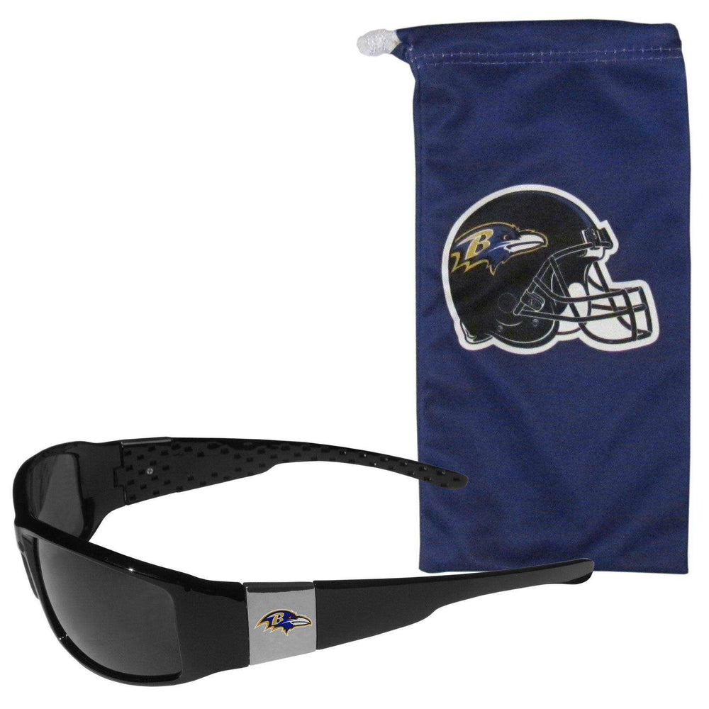 Baltimore Ravens Chrome Wrap Sunglasses and Bag - Siskiyou Buckle