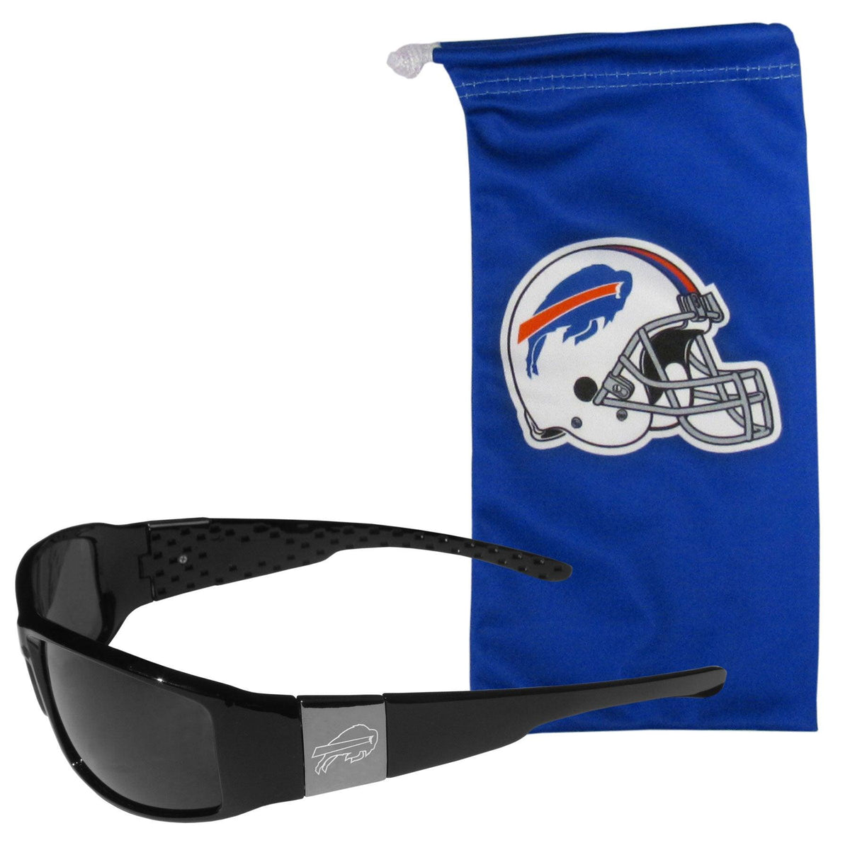 Buffalo Bills Etched Chrome Wrap Sunglasses and Bag - Flyclothing LLC