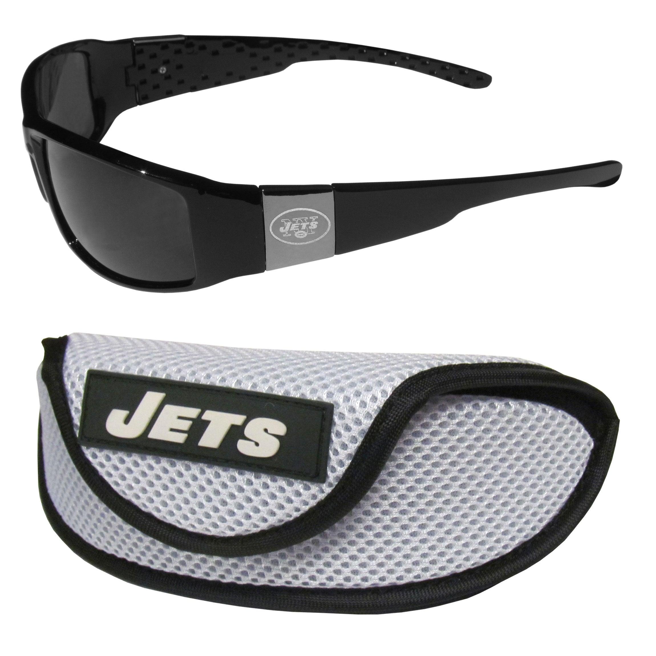 New York Jets Chrome Wrap Sunglasses and Sports Case - Flyclothing LLC