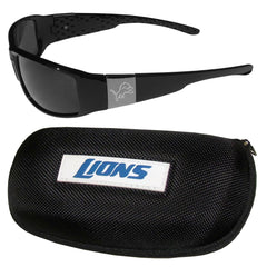 Detroit Lions Chrome Wrap Sunglasses and Zippered Carrying Case - Flyclothing LLC