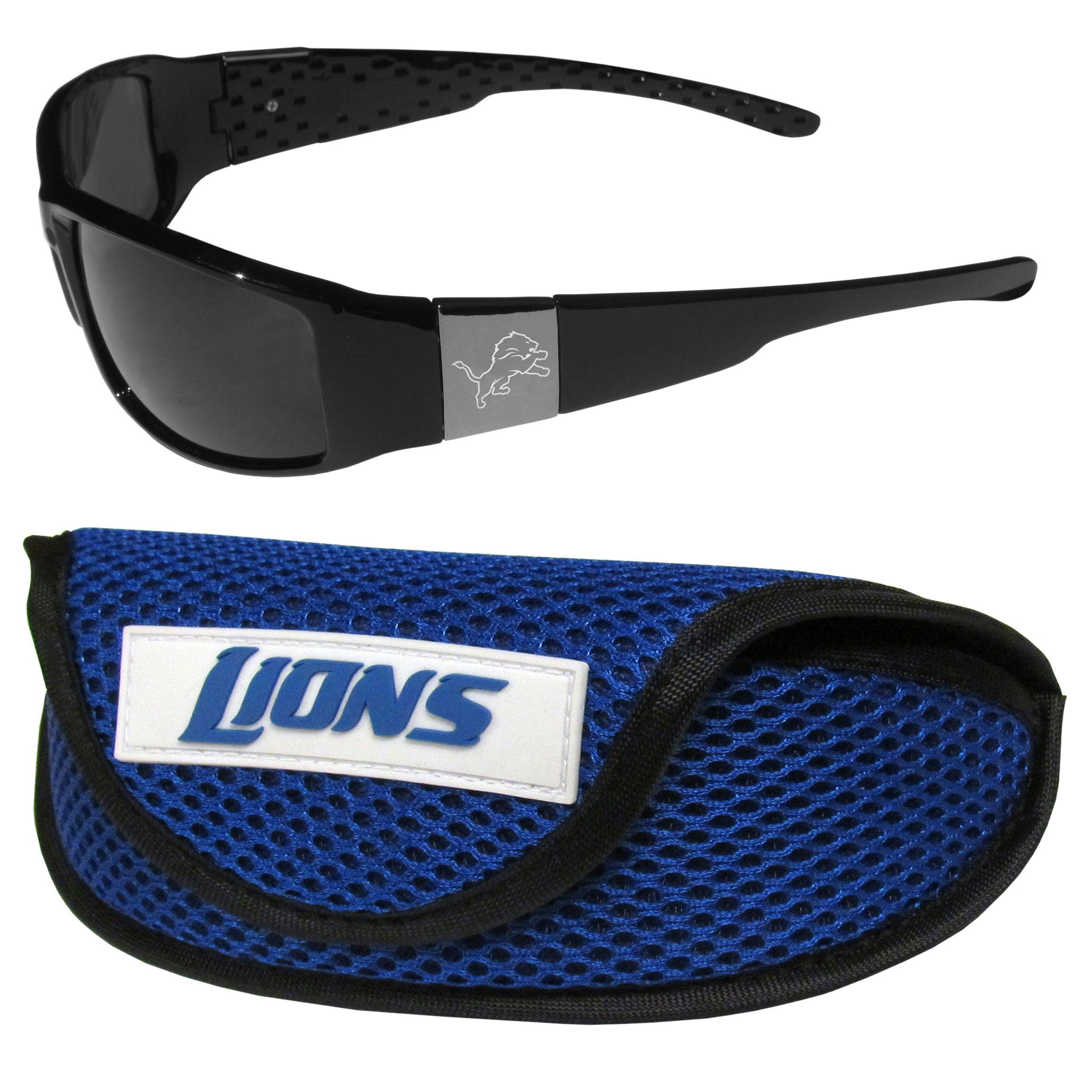 Detroit Lions Chrome Wrap Sunglasses and Sports Case - Flyclothing LLC