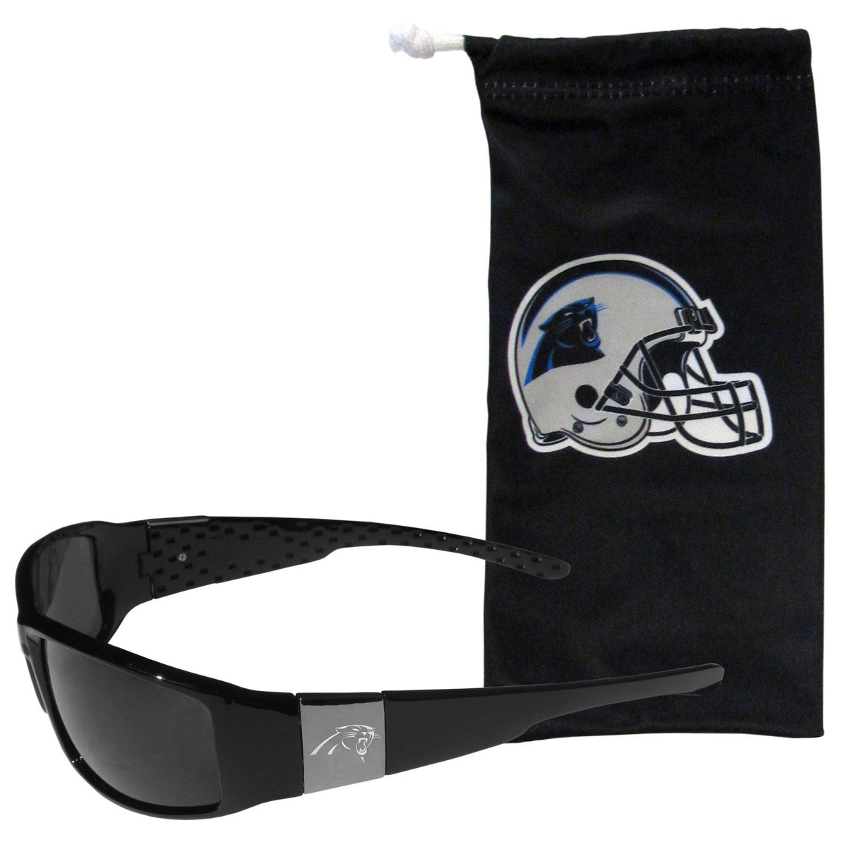 Carolina Panthers Etched Chrome Wrap Sunglasses and Bag - Flyclothing LLC
