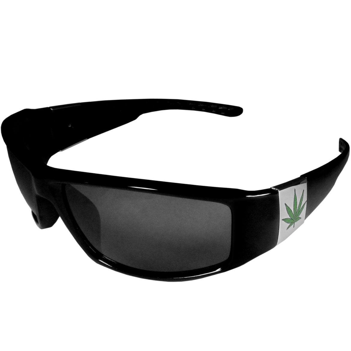 Pot Leaf Chrome Wrap Sunglasses - Flyclothing LLC