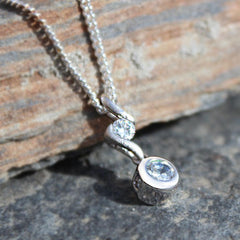 Alamode Rhodium Plating Brass Pendant Chain with AAA CZ in Clear - Flyclothing LLC