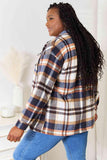 Double Take Plaid Button Front Shirt Jacket with Breast Pockets - Trendsi