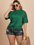 Plus Size Tied Cold-Shoulder Tee Shirt - Trendsi