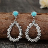 Artificial Turquoise Teardrop Earrings - Trendsi