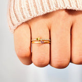 18K Gold-Plated 925 Sterling Silver Double-Layered Ring - Trendsi