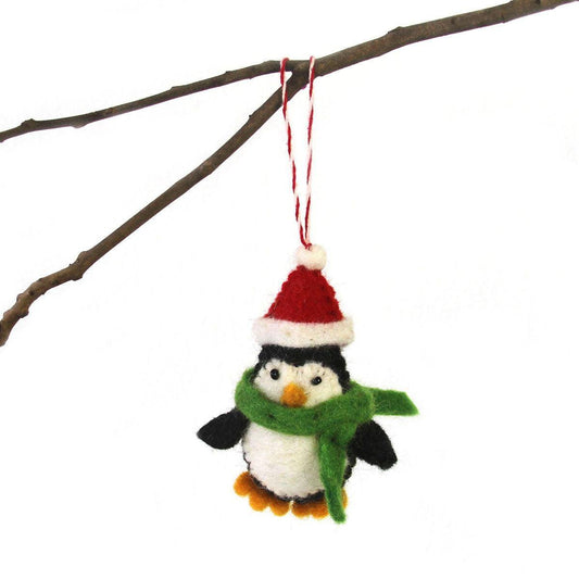 Hand Felted Christmas Ornament: Penguin - Global Groove (H) - Global Groove