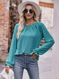 Long Flounce Sleeve Round Neck Blouse - Trendsi - Flyclothing LLC