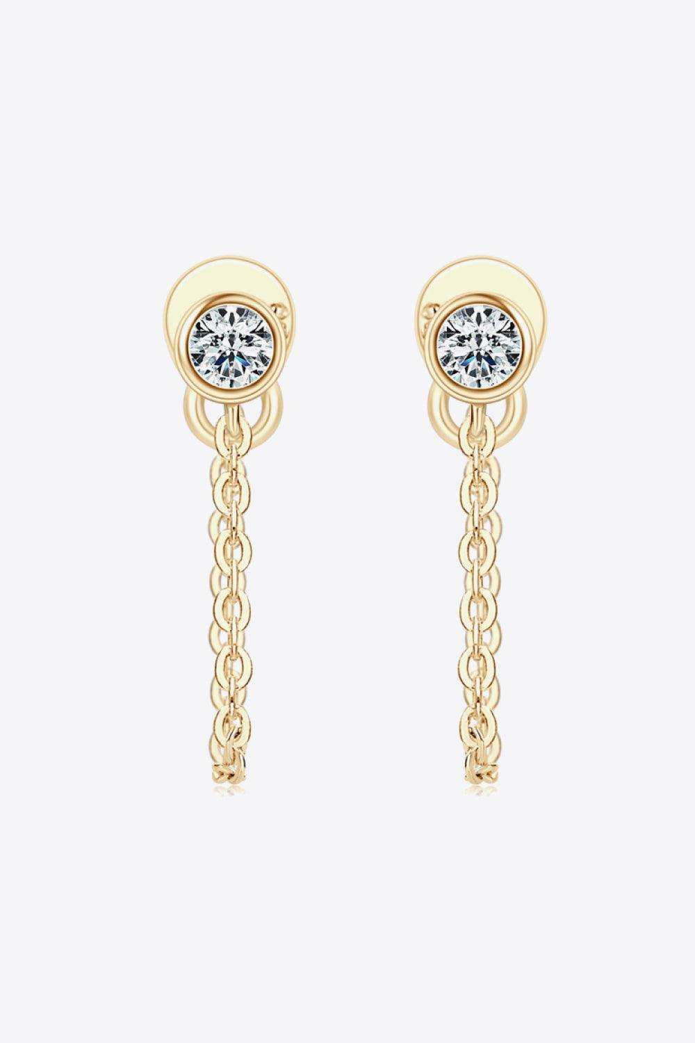 Inlaid Moissanite Chain Earrings - Trendsi - Flyclothing LLC